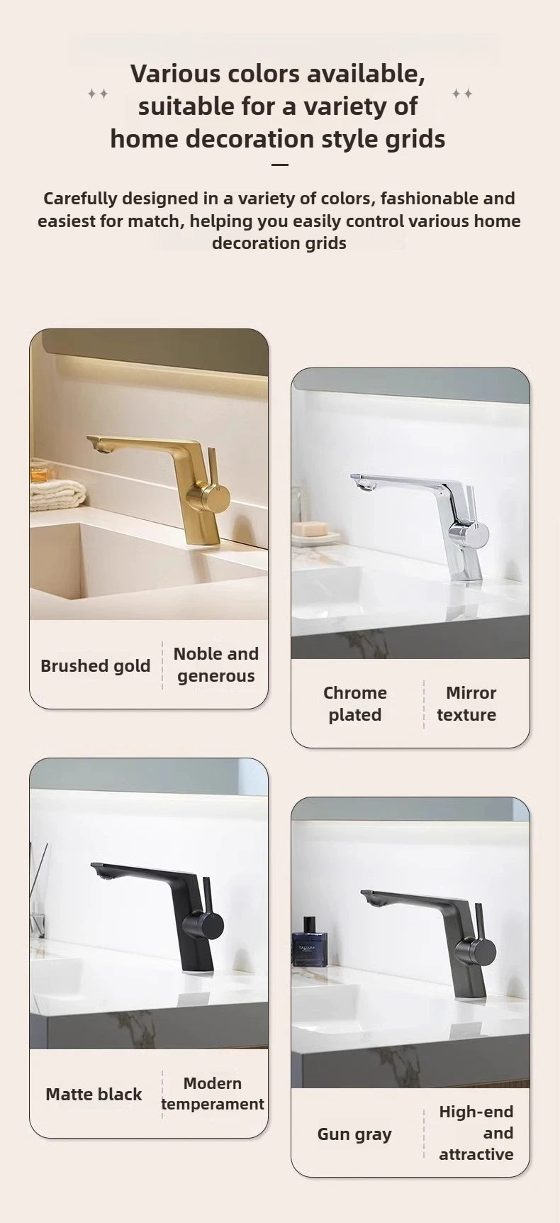Modern Bathroom Sink Faucet Brass White Or Brushed