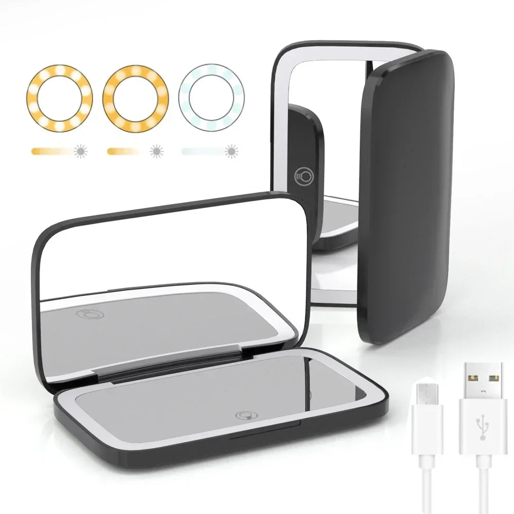 Rechargeable Square Makeup Mirror Led Lights 1x/5x Magnification