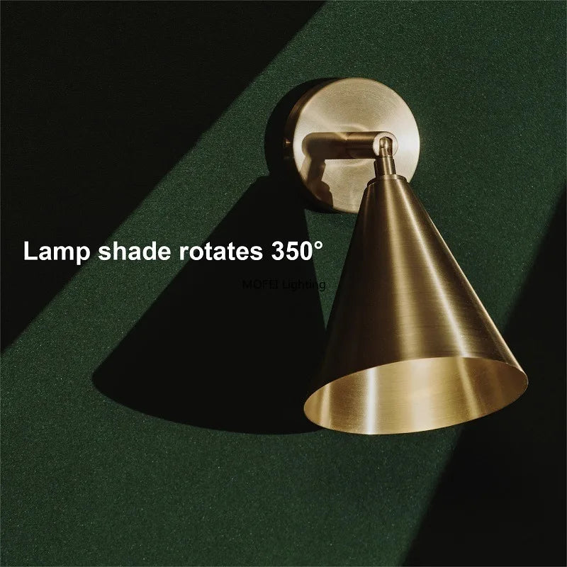 Nordic Full Copper Retro Wall Lamp Master Bedroom