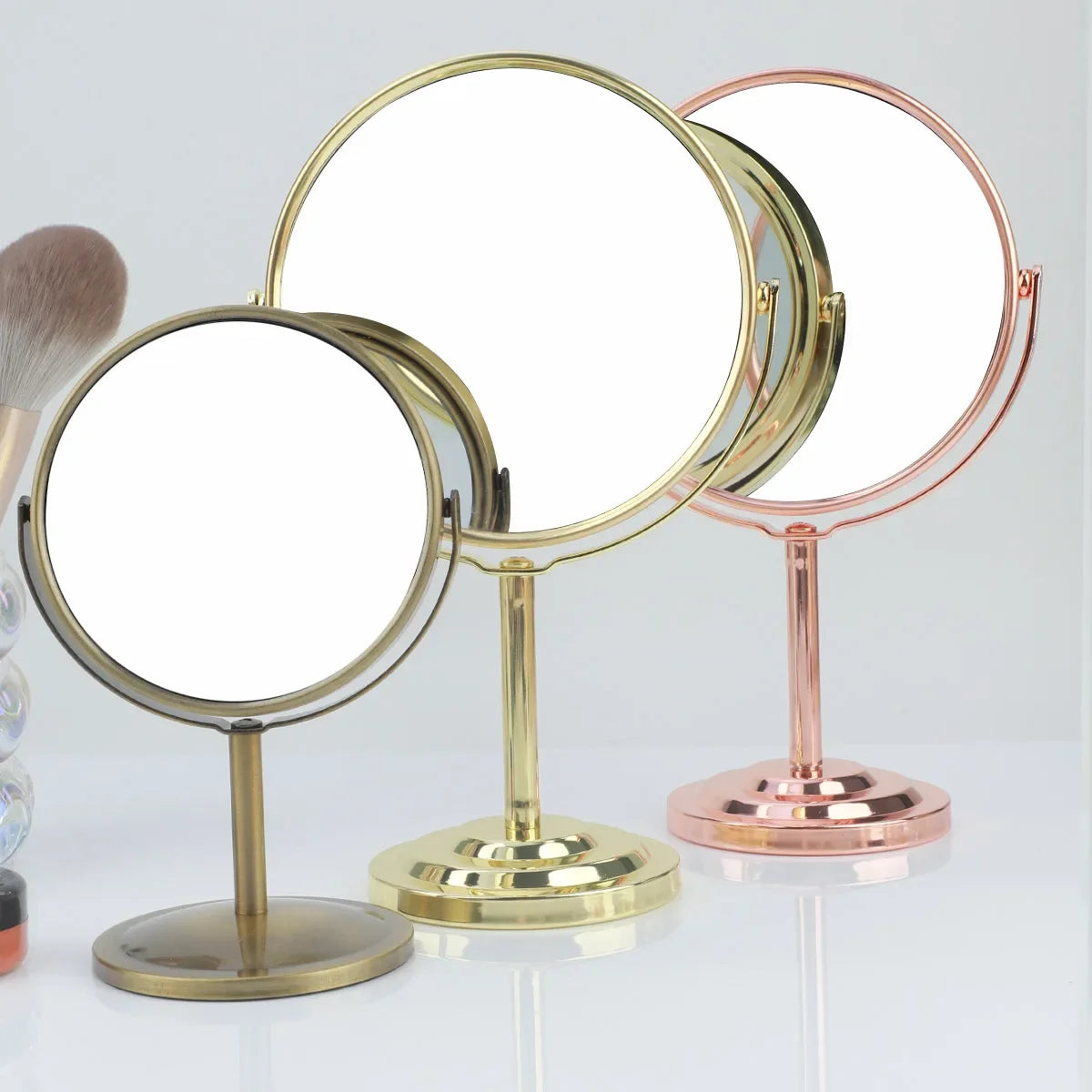 3/4/5 Inch Double-Sided Makeup Mirror 2x Magnification Clear