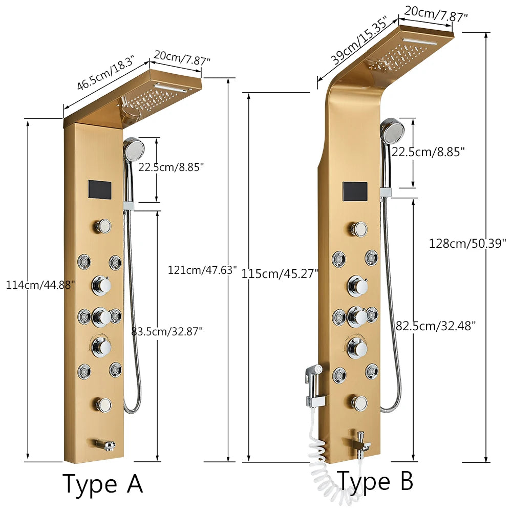 Golden Shower Panel Led Light Bathroom Bath Shower