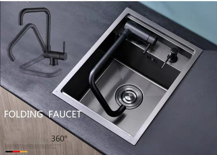 Nano Hidden Bar Sink Black Folding Faucet Mini