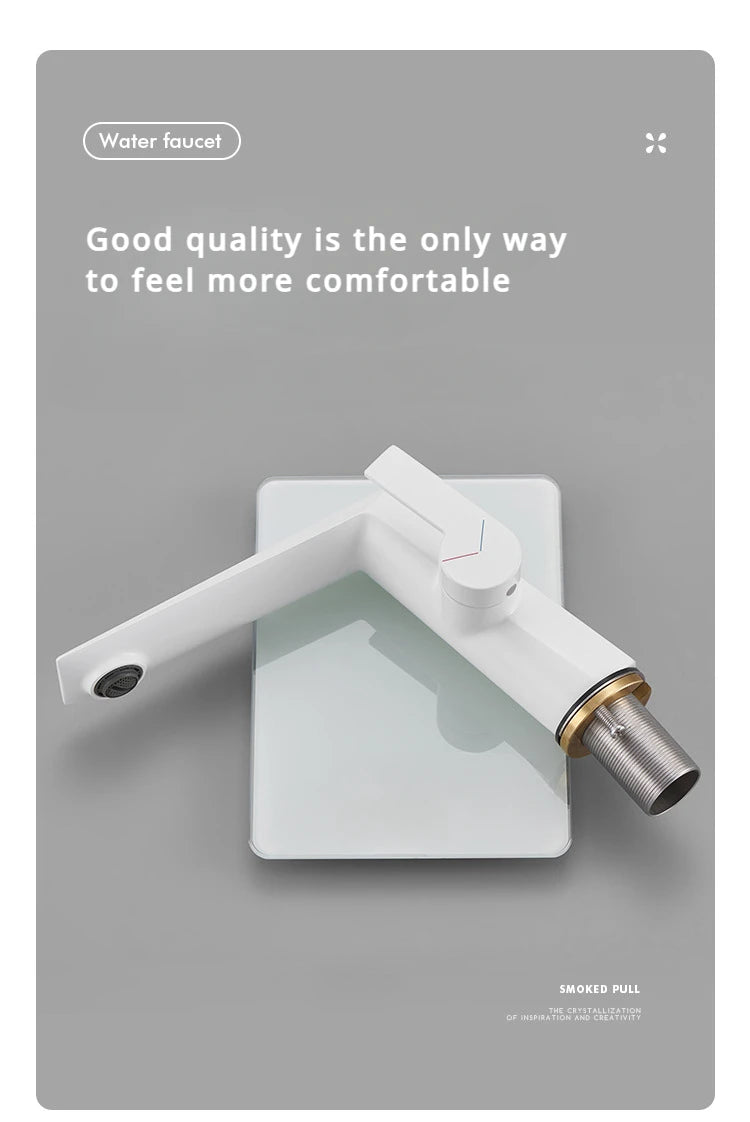 Brass Main Sink Faucet White Bathroom Cold Sink