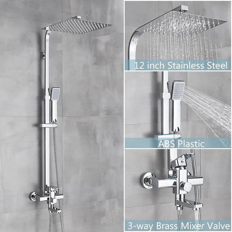 Brushed Gold Bathroom Shower Faucet Brass Bath Faucet