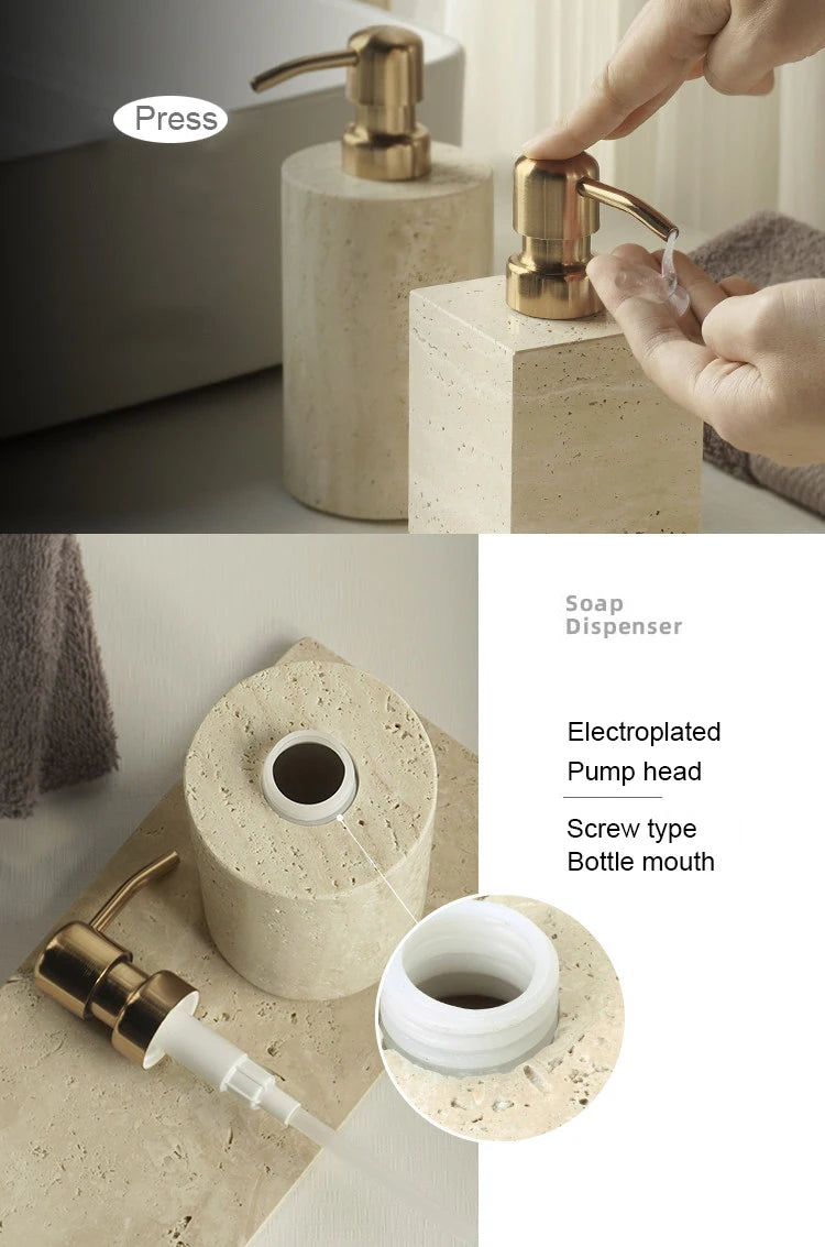 Travertine Bathroom Luxury Soap Dish Soap Dispenser Tissue