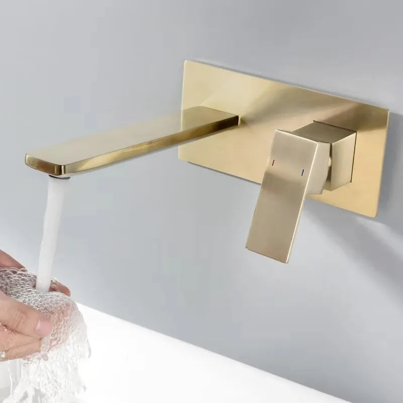 Brushed Gold Basin Faucet Concealed Bathroom Sink Faucet