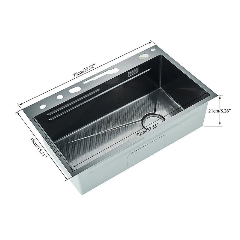 304stainless Steel Sink Faucet Rainfall Spout Pull Out