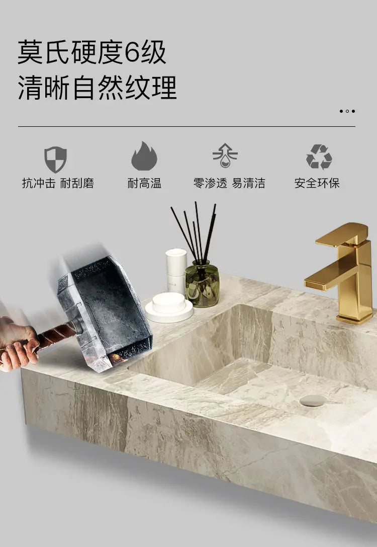 Light Luxury Bathroom Cabinet Rock Plate Washstand Modern
