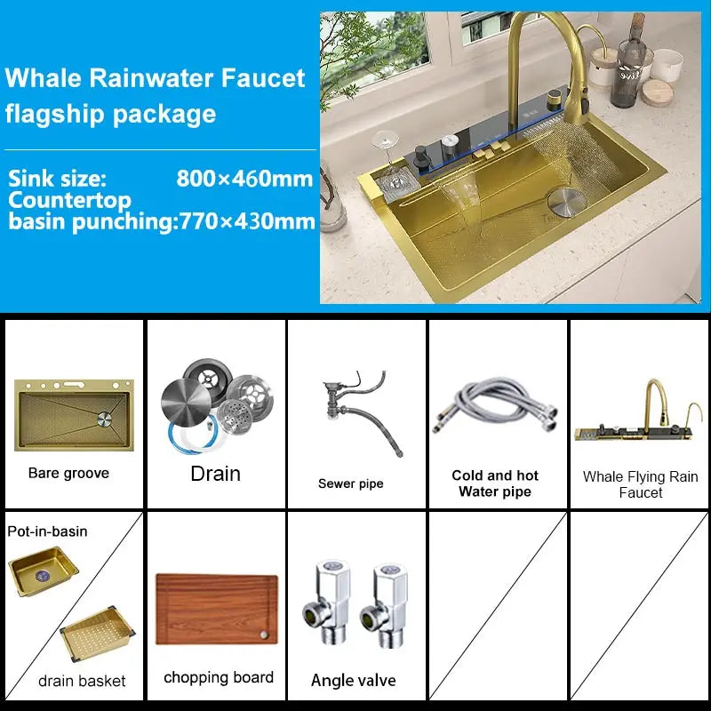 Silver Smart Sink Digital Display Waterfall Faucet Stainless