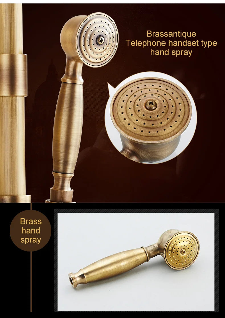 Bathroom Rain Shower Antique Bronze Wall Mounted Bath