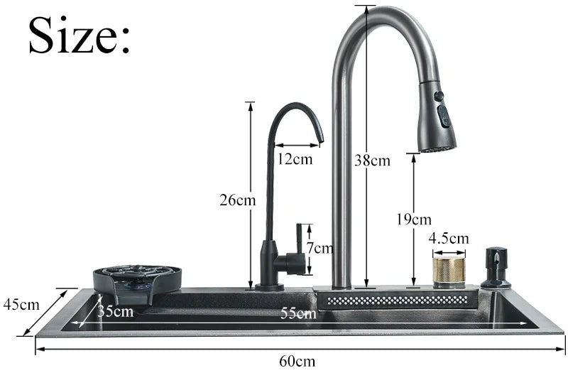 Large Waterfall Style Rain Shower Dishwasher 304 Stainless