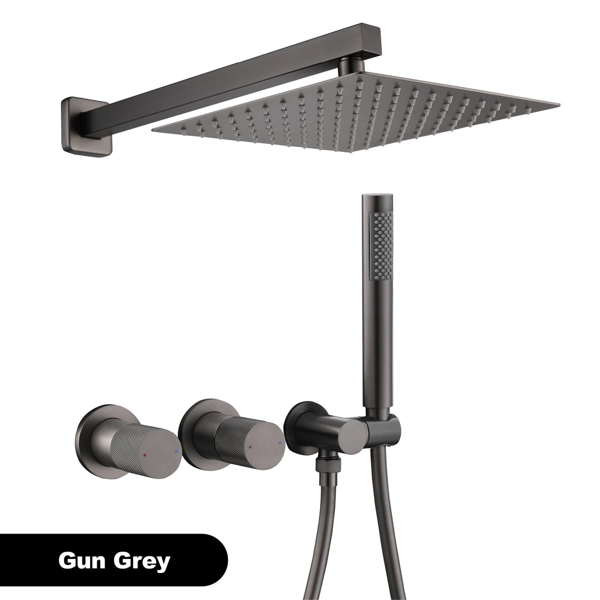 Luxury Gun Gray Brass Wall Mounted Shower System