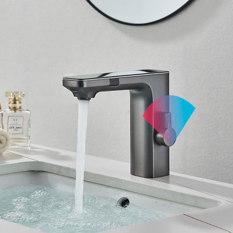 Luxury Silver Gray Smart Lcd Daul Sensor Bathroom
