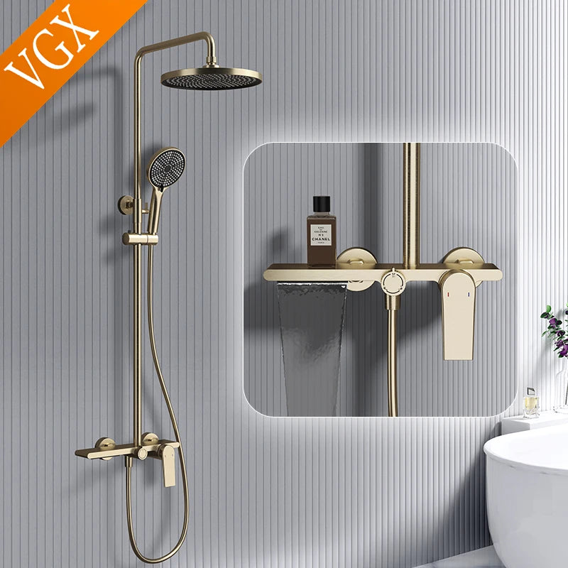 Vgx Gold Shower System Bathroom Shower Faucet 3-Way