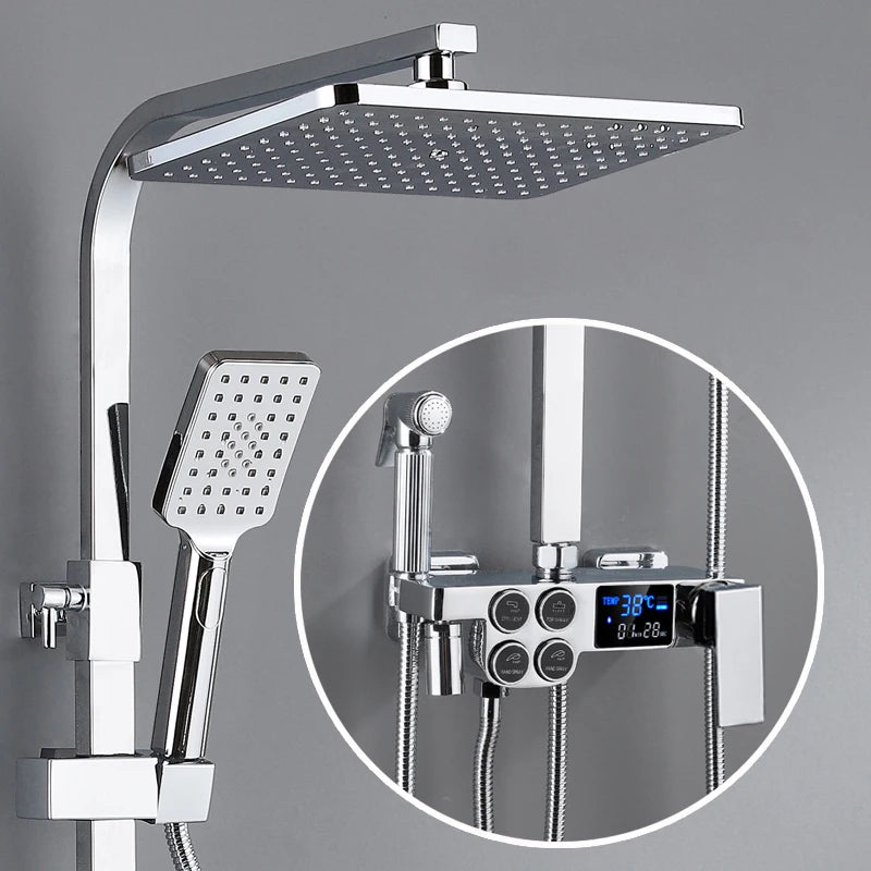 Thermostatic Bathroom Shower System Solid Brass Bathroom Faucets