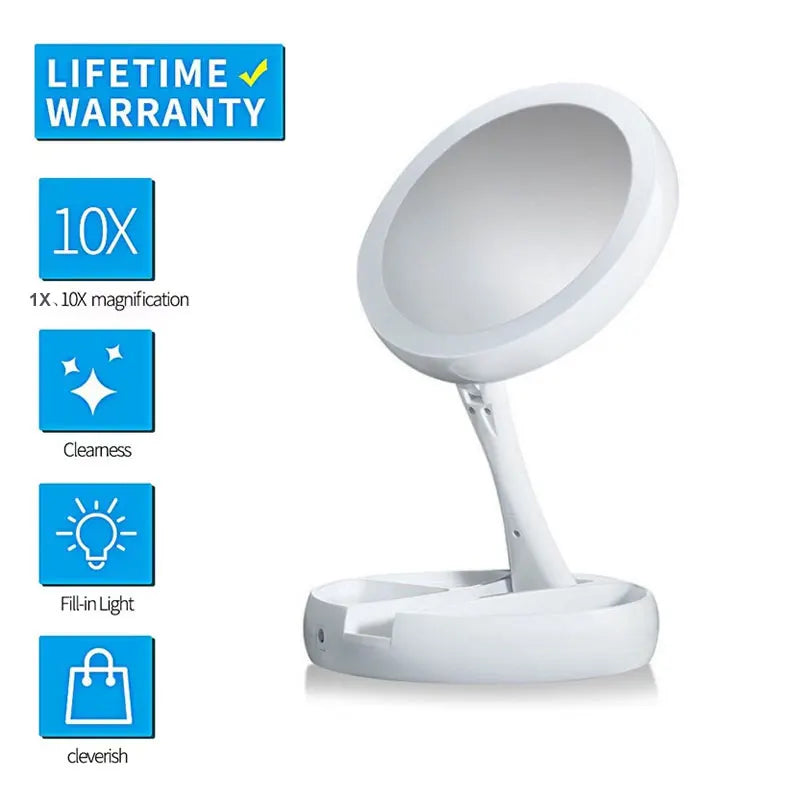 1x 10x Magnifying Vanity Mirror Led Lighted Flexible