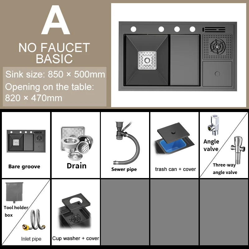 Stepped Stainless Steel Sink Cup Washer Large Slot