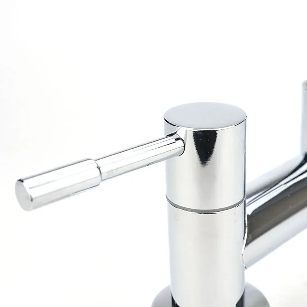 Modern Lever Double Handle Chrome Sink Faucet Cold