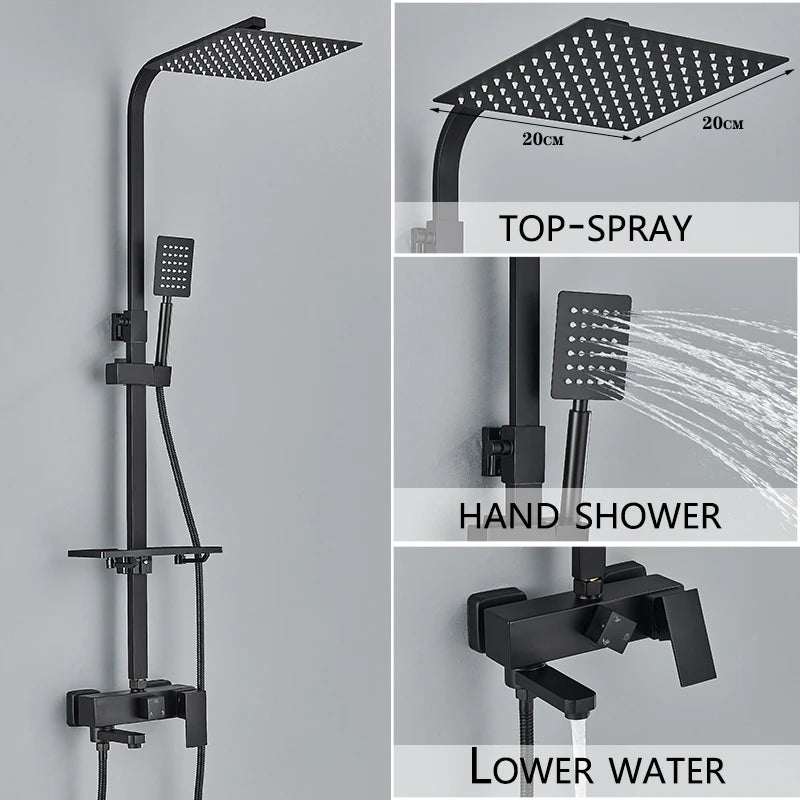 4-Function Wall Mounted Shower Faucet Rainwater Bathtub Shower