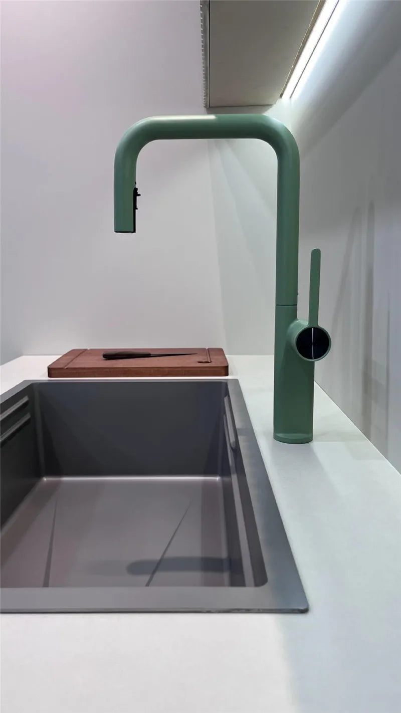 Brushed Gold Pull Out Faucets Brass Rose Gold