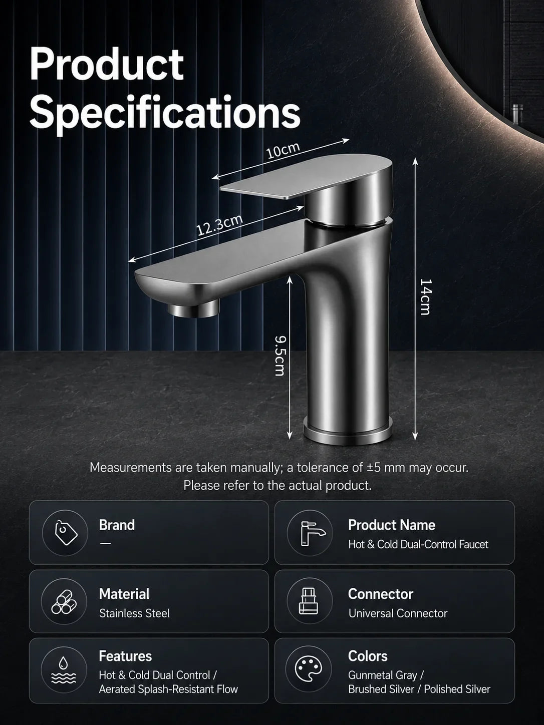 304 Stainless Steel Bathroom Sink Faucet Cold Mixer