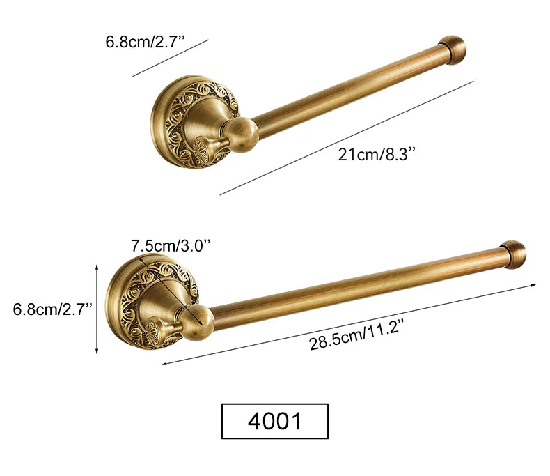 Antique Brass 2pc Bathroom Bronze Dispenser Towel Rod