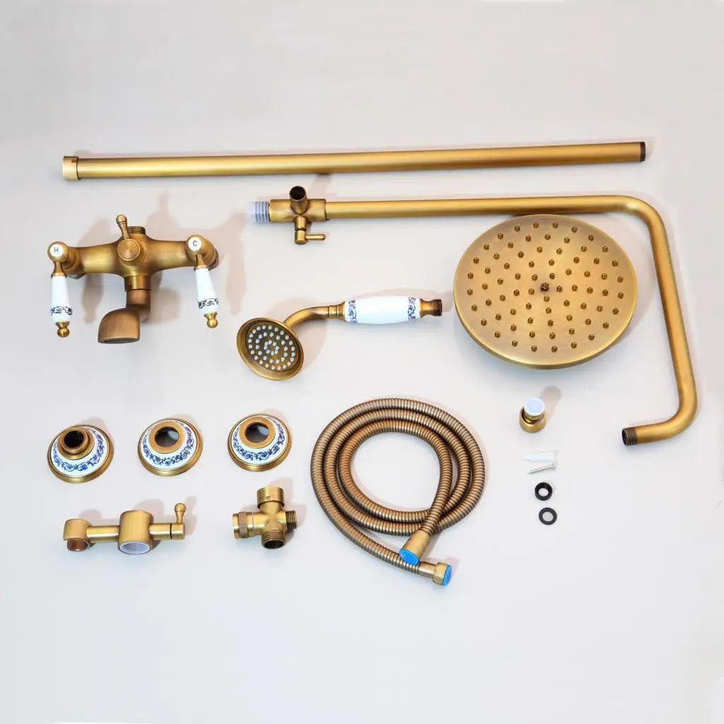 Kemaidi Antique Brass Retro Vintage Bathroom Shower Faucet