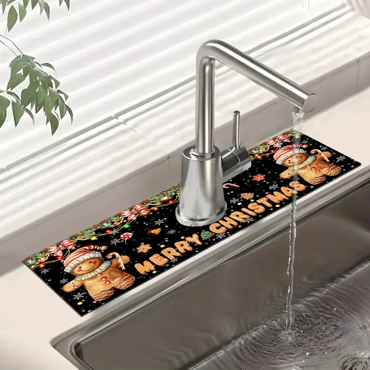 Christmas Absorbent Mat Bathroom Sink Faucet Mats Non