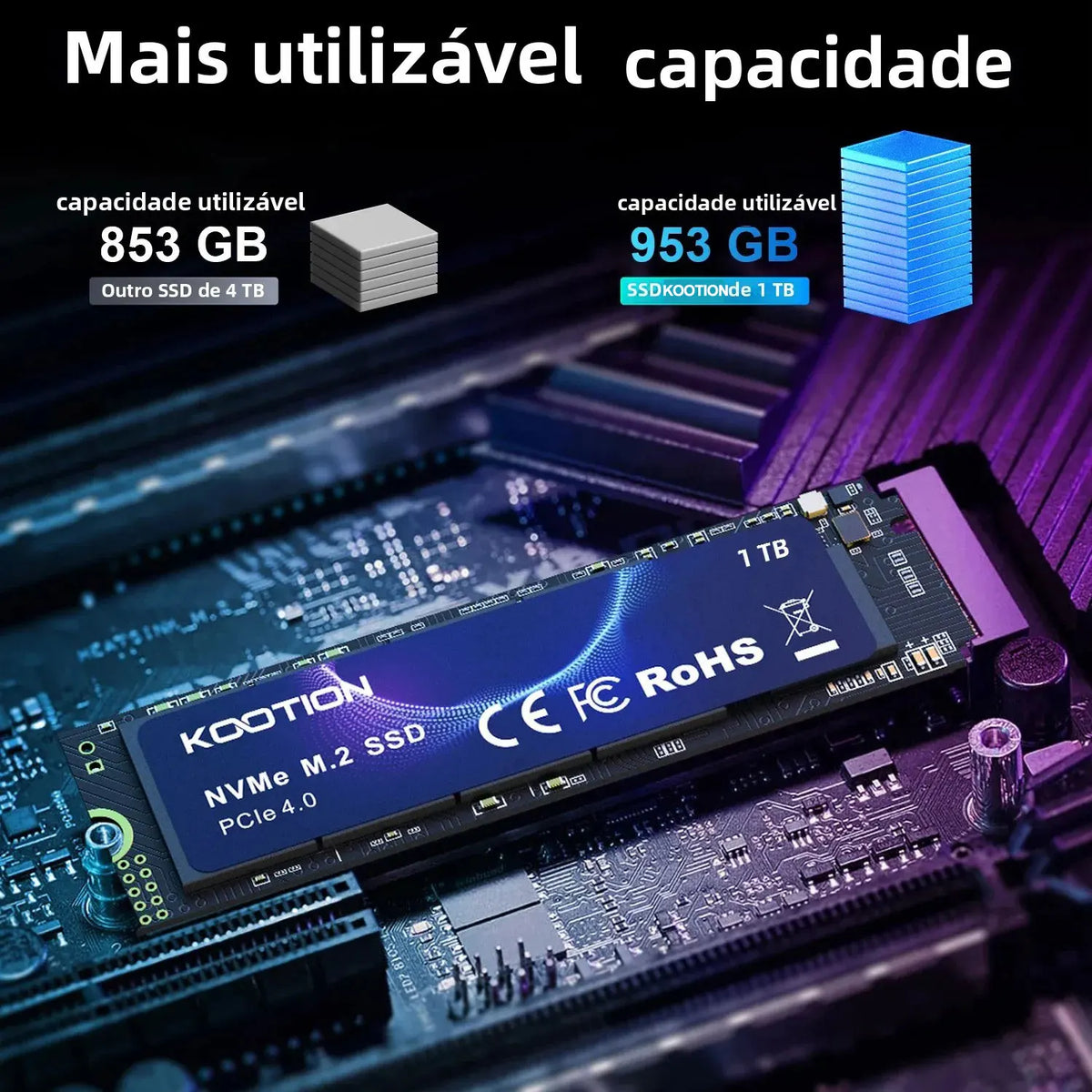 Kootion M2 Nvme Ssd 1tb Gen4 7200mb/S Pcie4