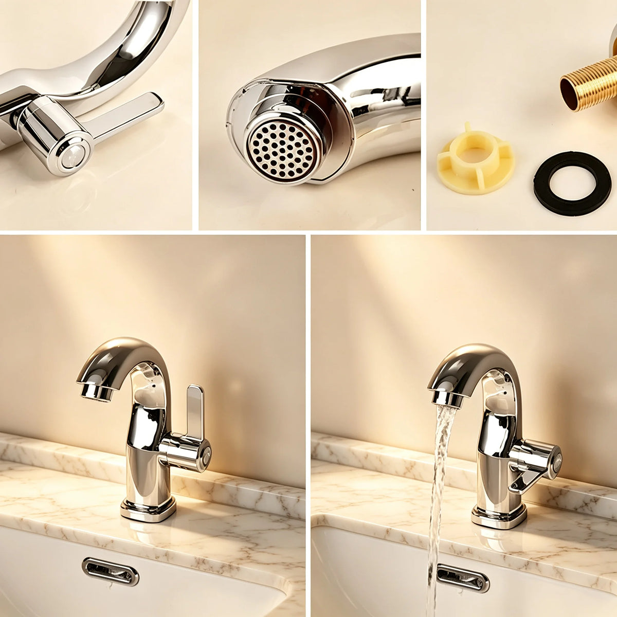 Bathroom Basin Faucet Purifier Lever Hole Tap Cold