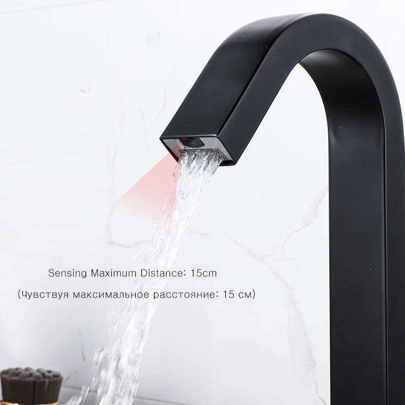 Oxg Black/Chrome Smart Sensor Basin Faucet Automatic Sensor