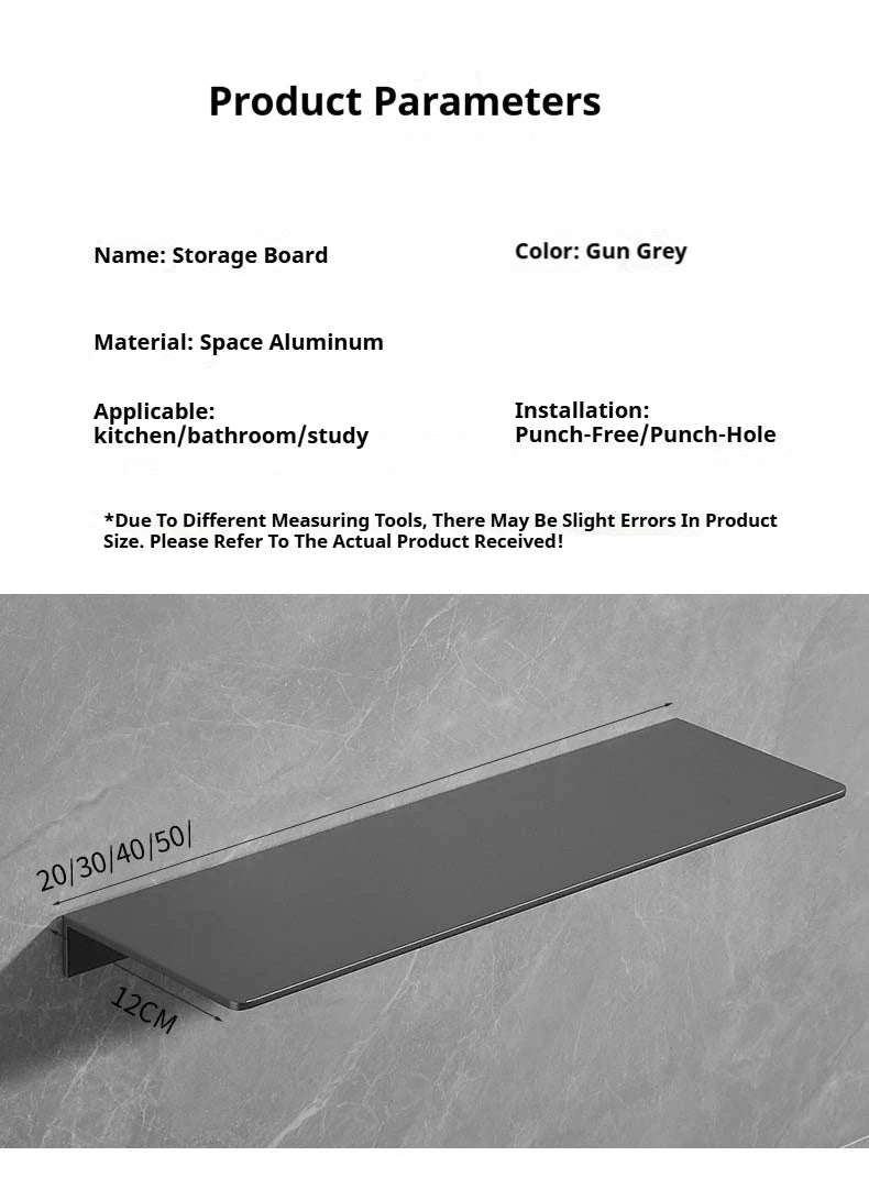 Gunmetal Grey Bathroom Toilet Shelf Wall-Mounted Perforated