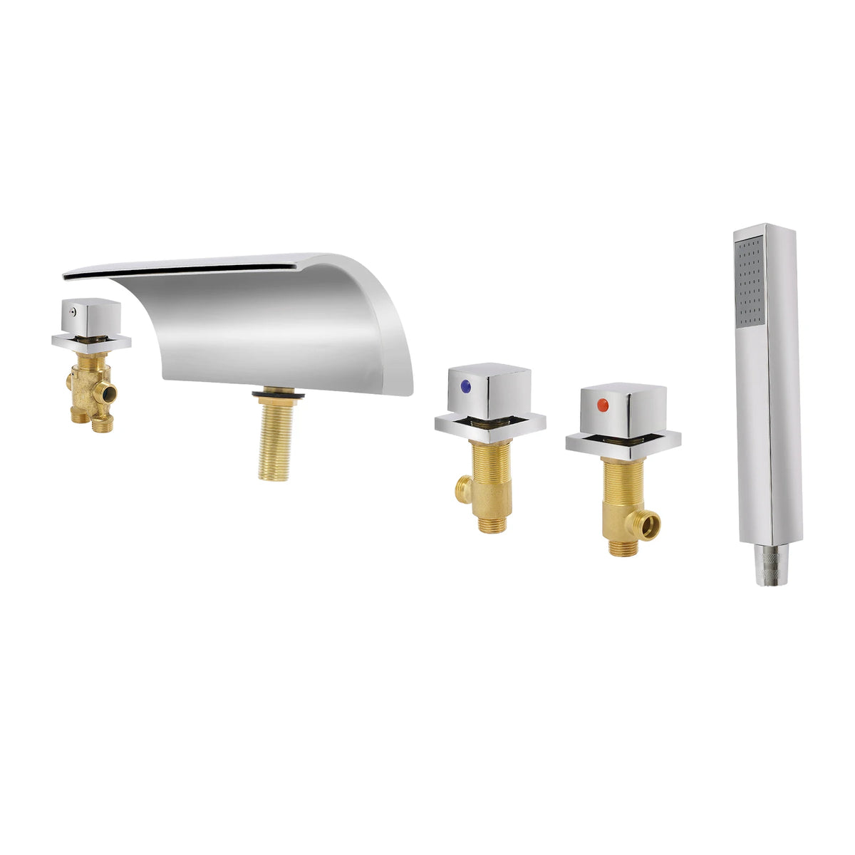 Silver Modern Bathroom Waterfall Faucet Wide Spout Anti-Splash