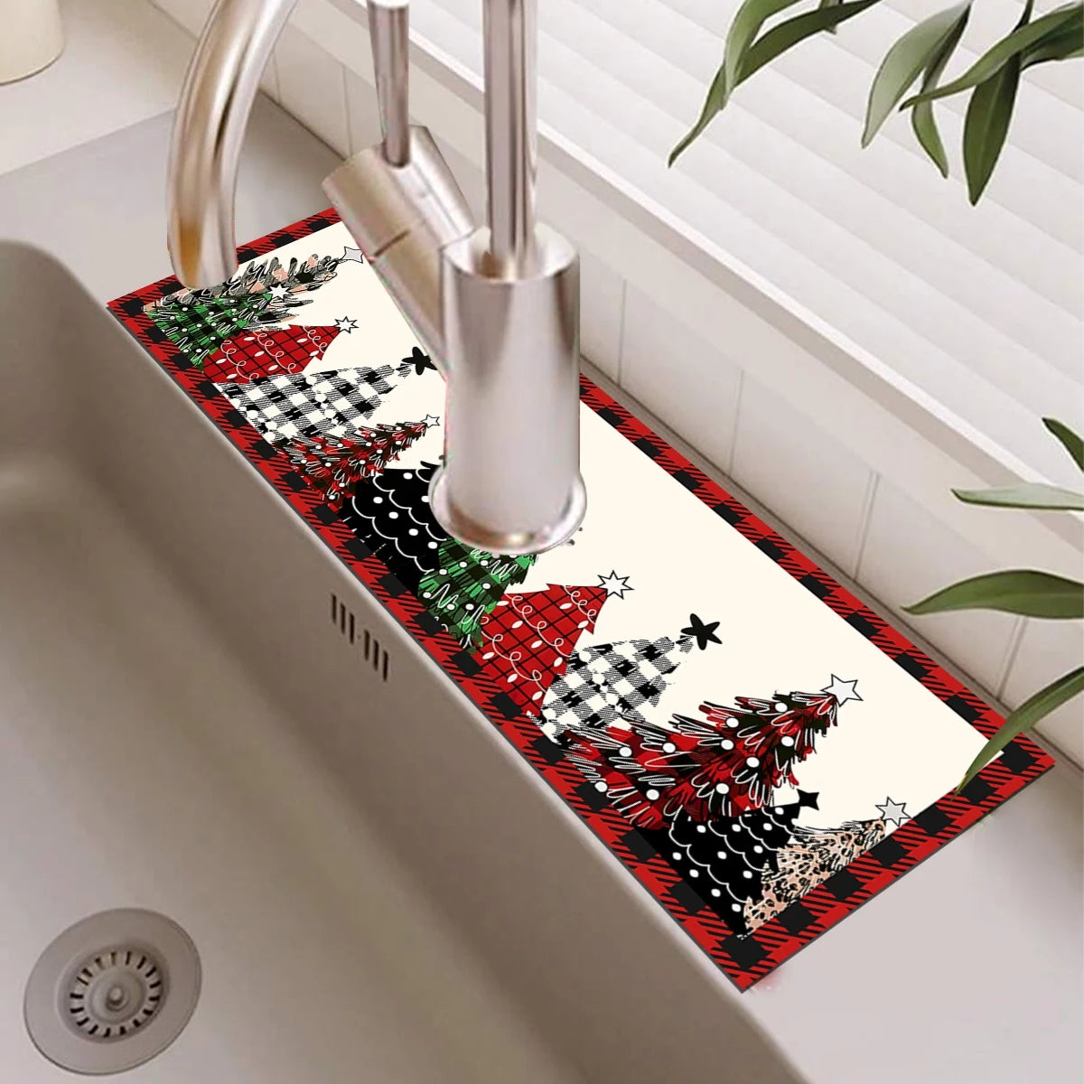 Christmas Absorbent Mat Bathroom Sink Faucet Mats Non