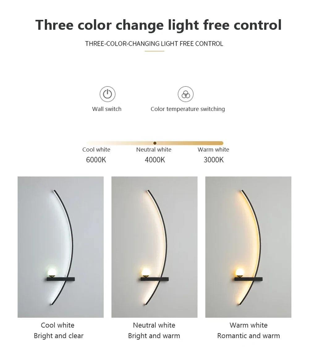 Modern Led Simple Art Bedroom Bedside Wall Lamp