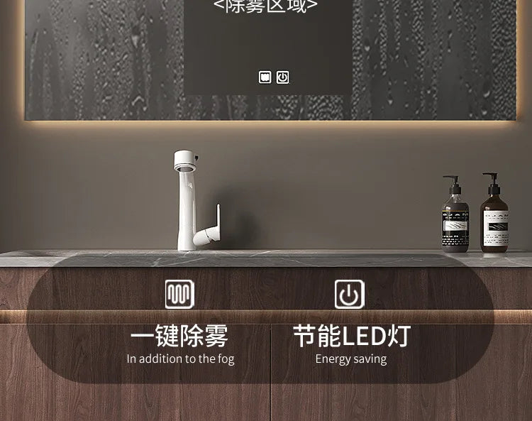 Light Luxury Bathroom Cabinets Rock Slab Integrated Washbasin