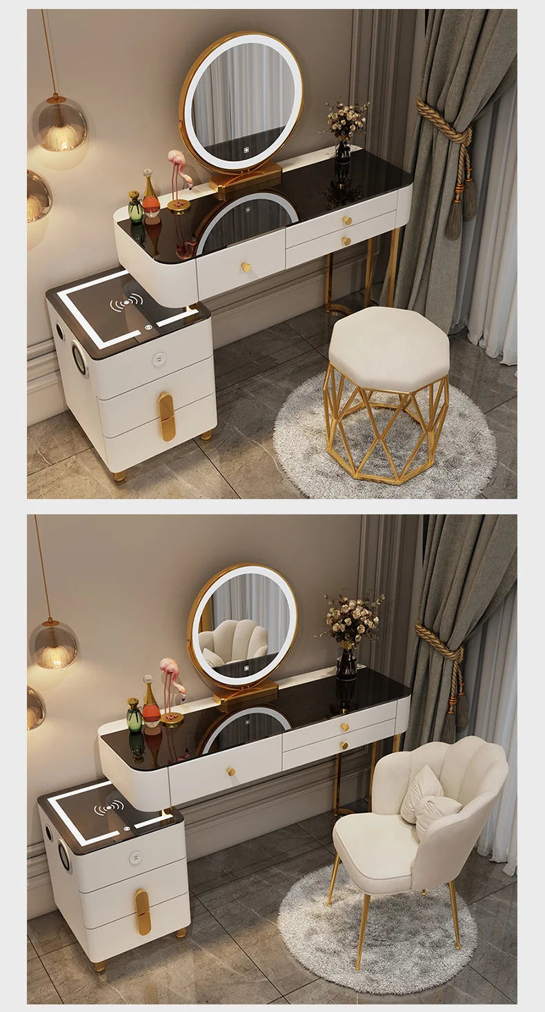 Nordic Glass Luxury Dressing Table Smart Wireless Charging