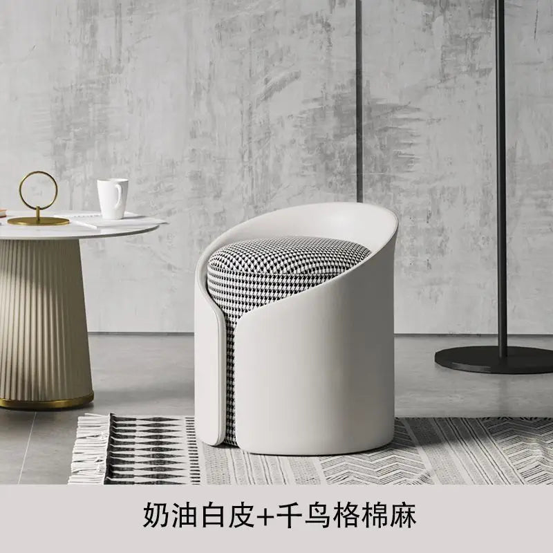 Nordic-Style Round Pouf Versatile Multipurpose Stool Vanity Shoe