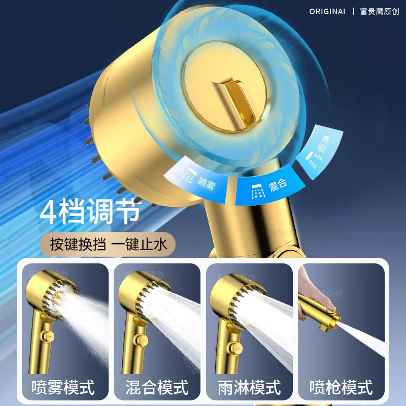 High Pressurized Filter Gold Shower Head Modes Adjustable