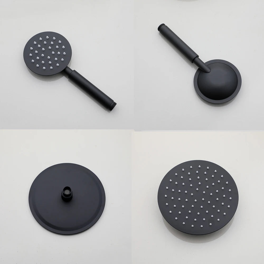 Kemaidi Matte Black Shower Wall Mounted Rainfall Shower