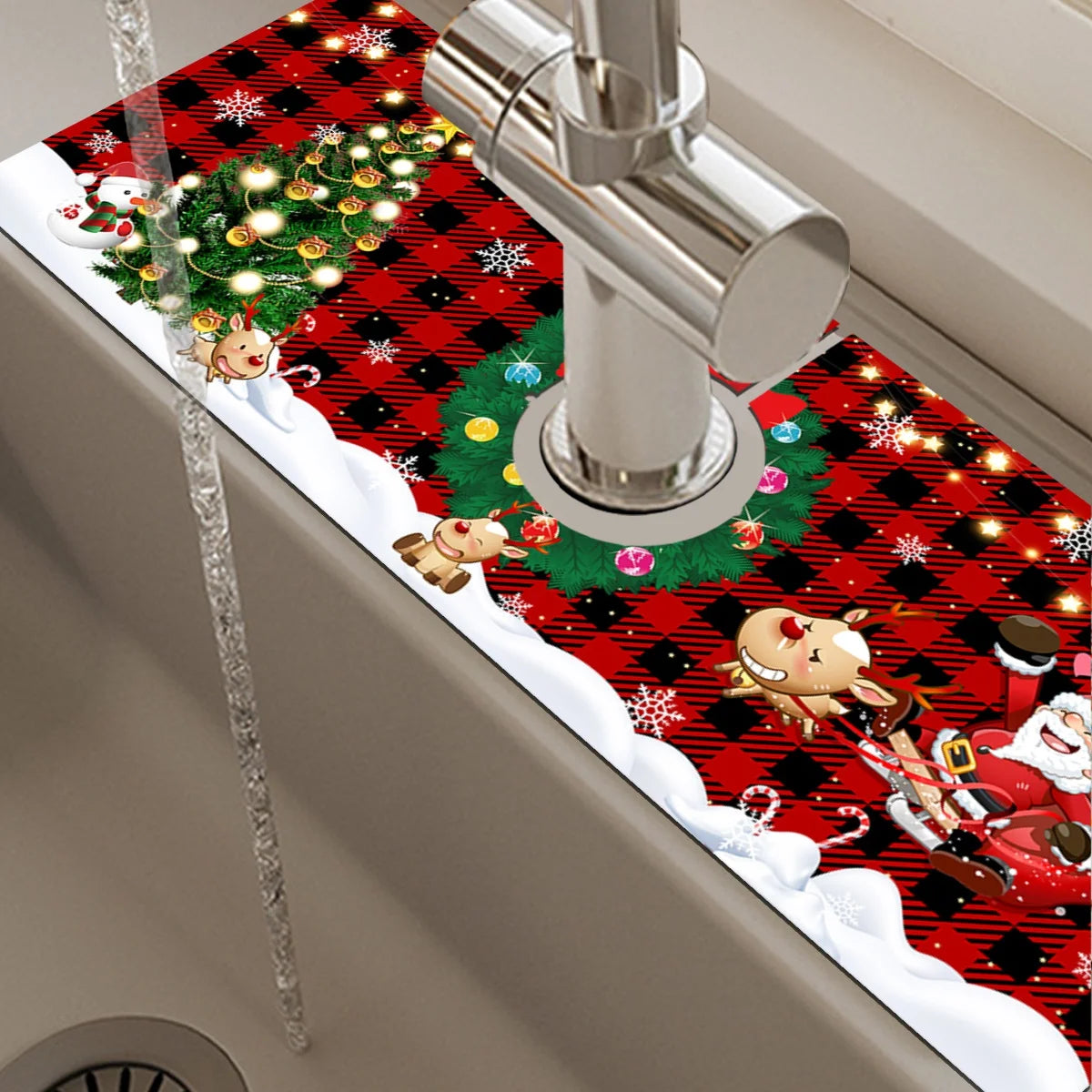 Christmas Absorbent Mat Bathroom Sink Faucet Mats Non