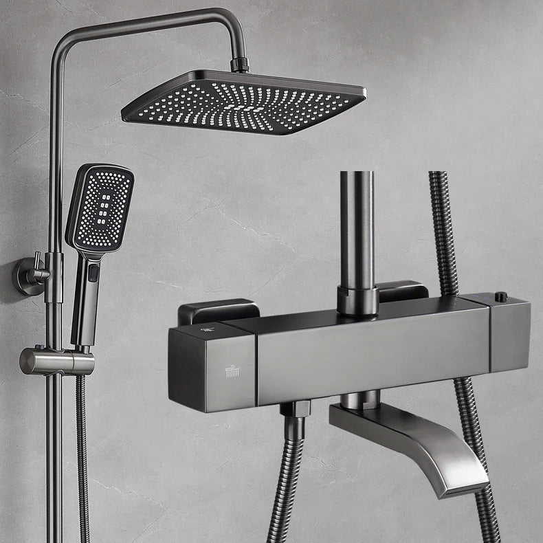 White Thermostatic Bathroom Shower 12 Inch Square Rain