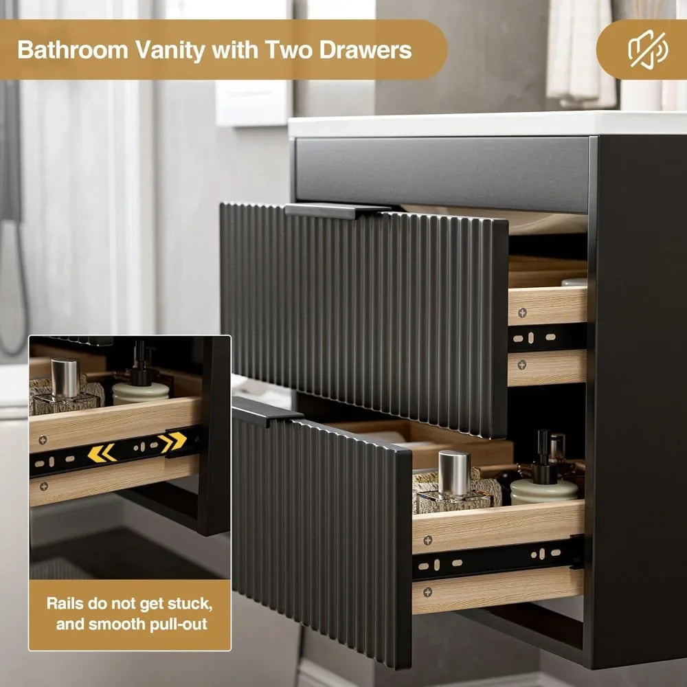 24 Floating Bathroom Vanity Sink Modern Wall Mounted