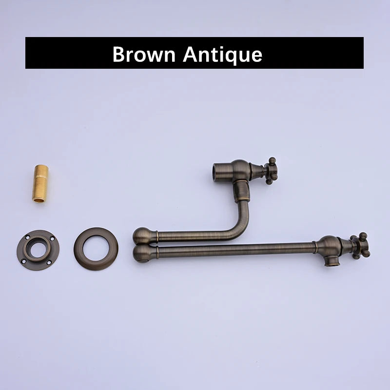 Awolf Solid Brass Pot Filler Brushed Grey Folding