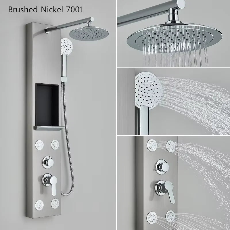 Black Shower Panel Column Big Screen Rain&Waterfall Shower