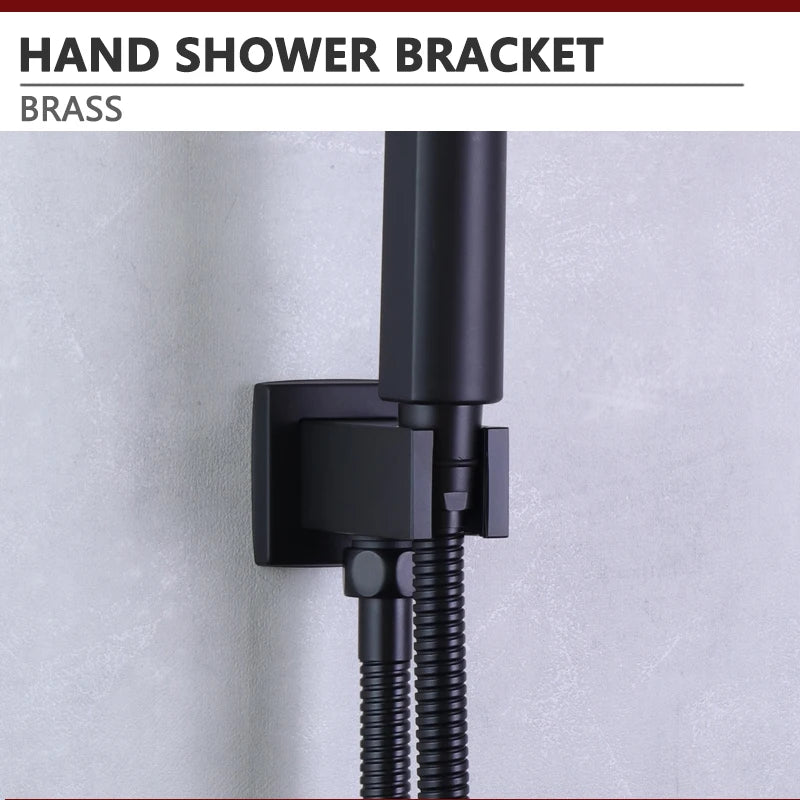 Square Hand Shower Bracket Brass Body Angel Adjustable