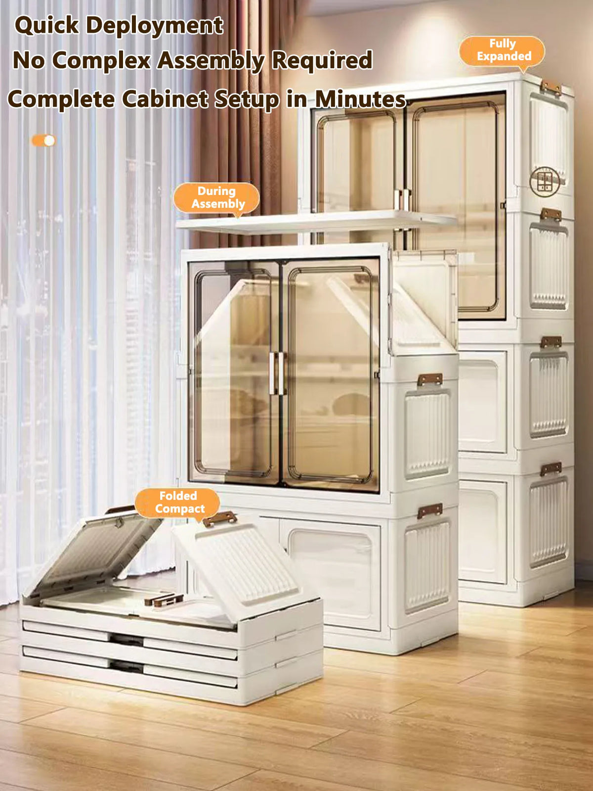Multi-Functional Folding Storage Cabinet Doors White/Black/Gray