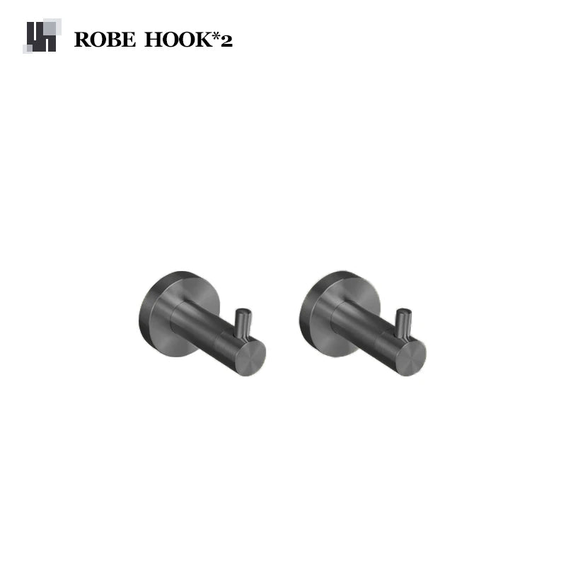 Grey Bathroom Hardware Kit Stainless Steel Round Wall