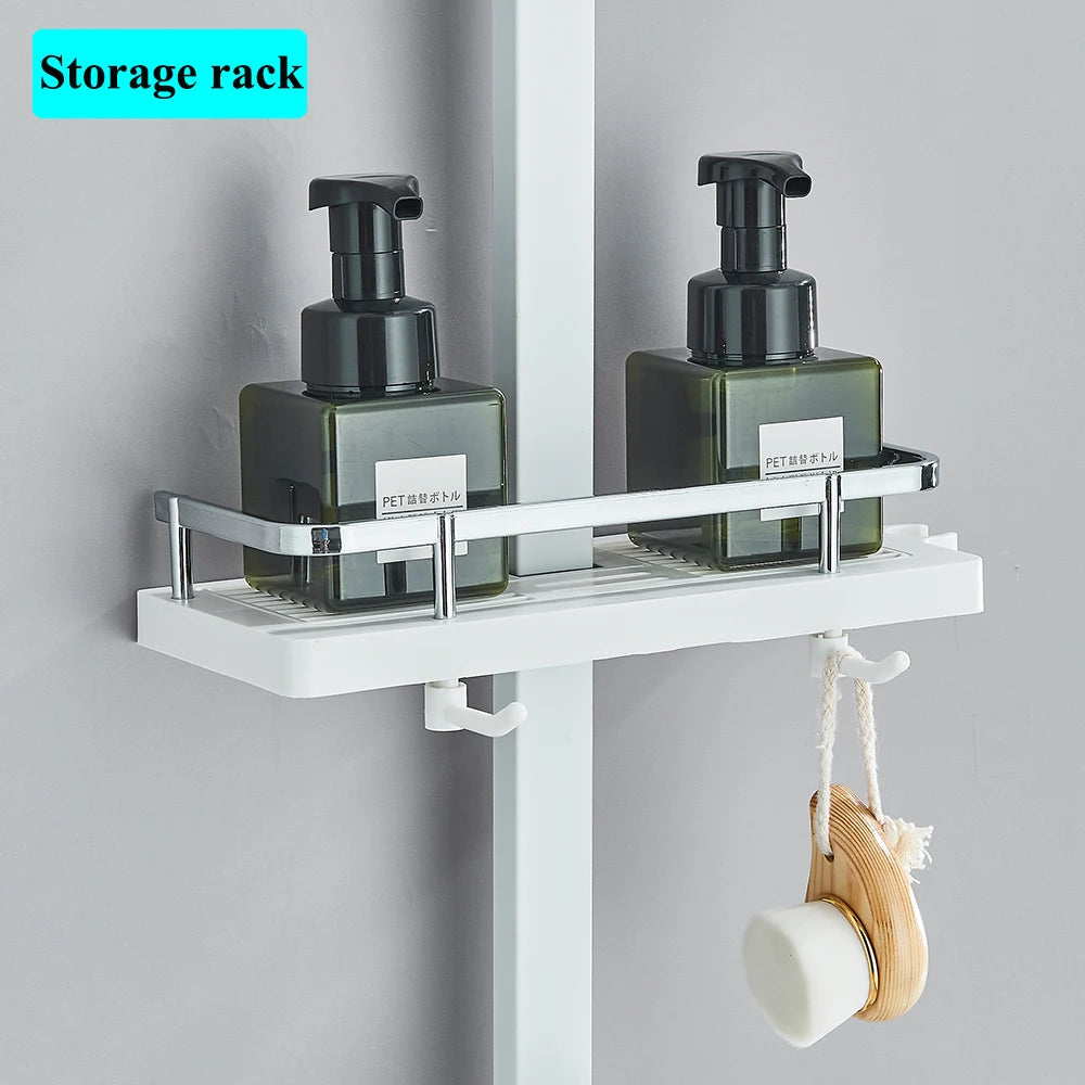 White Bathroom Shower Faucet Long Spout Rotation Function