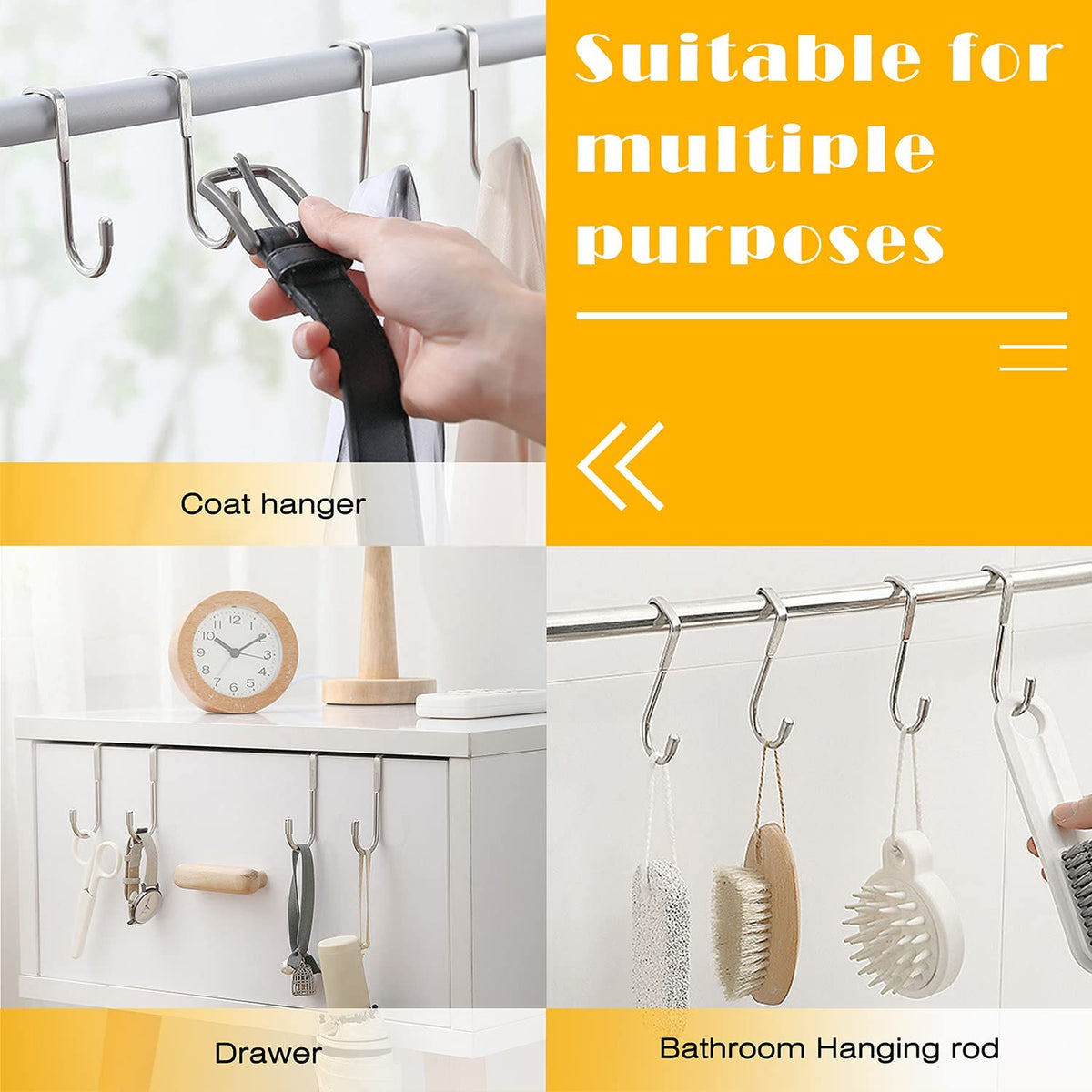 2pcs Over Door Hooks Stainless Steel Door Hangers